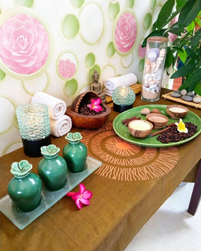 Spa products and treatment essentials at LuxMe Bali Spa
